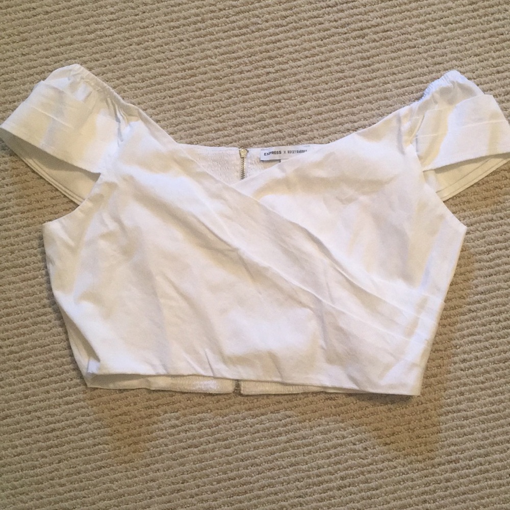 White Cold Shoulder Crop Top